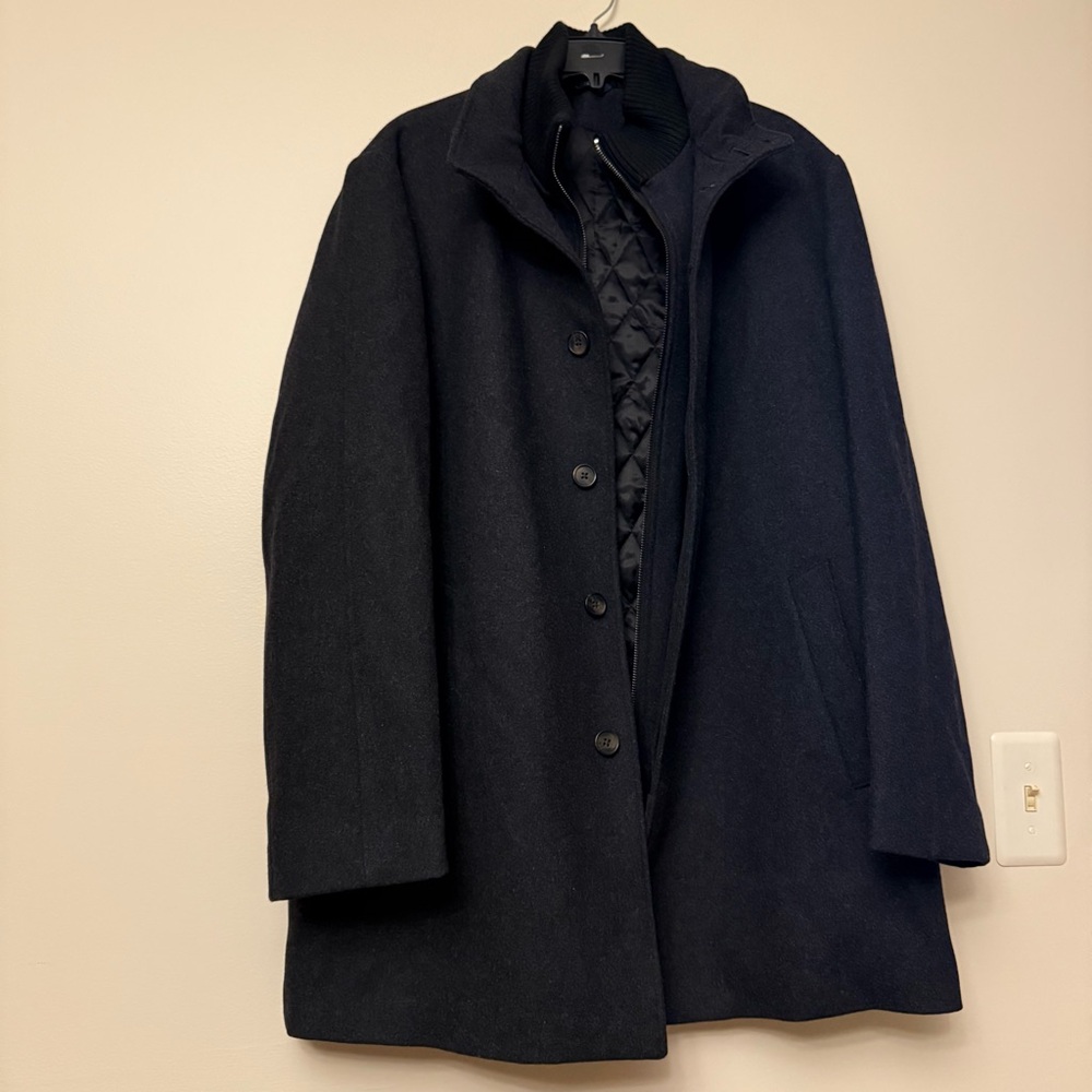 Cardinal Of Canada Mens Black Double Mock Neck Wool Blend Lined Car Coat - Picture 5 of 14